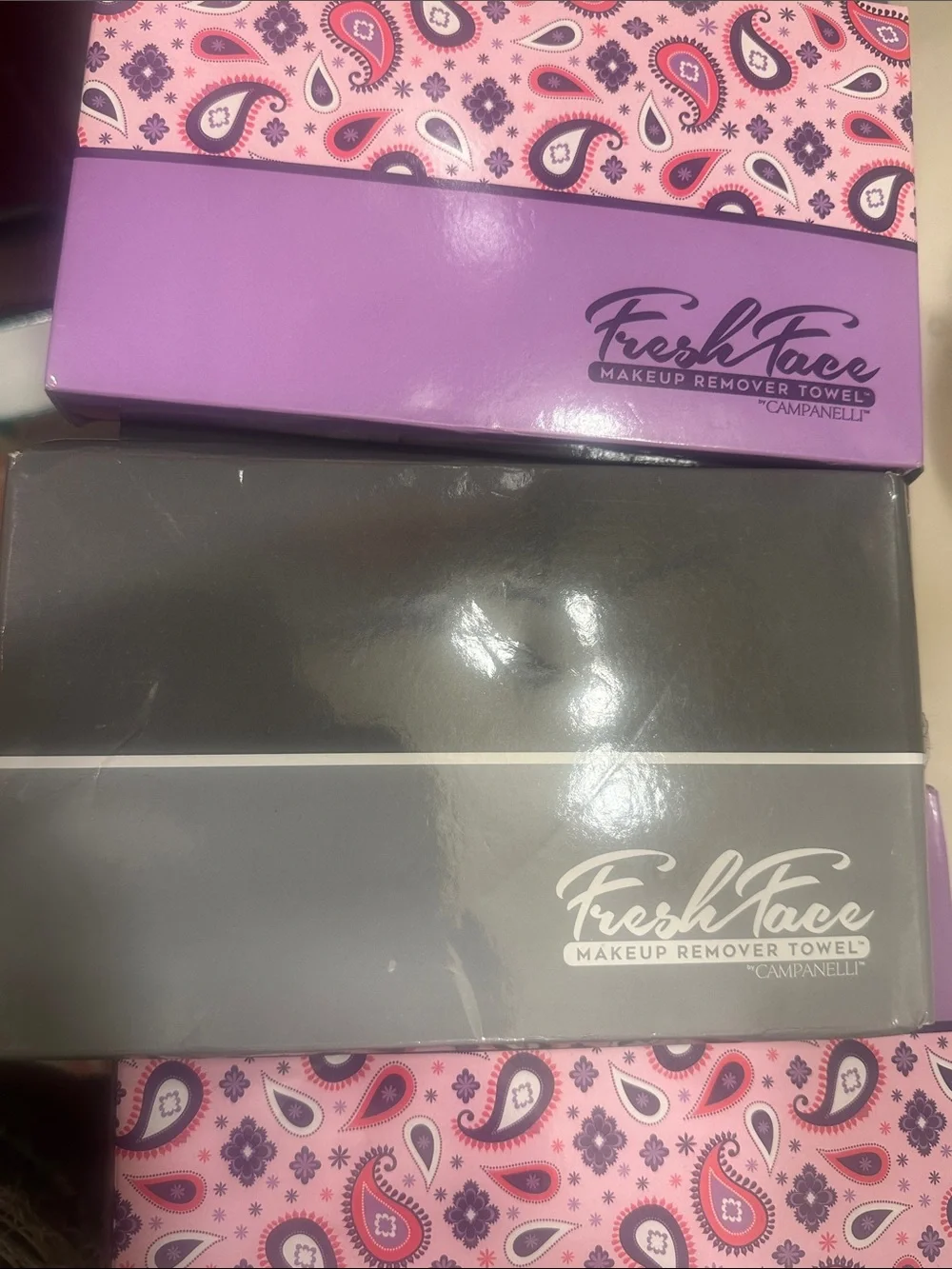 Purple Plush Facial Skincare Headband and Pad Set - Soft Paisley Trim